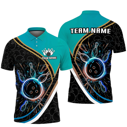 Custom Mens Neon Bowling Team Polo Shirt, Custom Bowling Shirts BZ0729