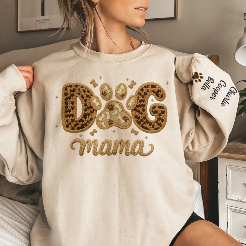 Personalized Dog Mama Sweatshirt With Dog Name, Custom Dog Lover Sweatshirt For Women 2D1007