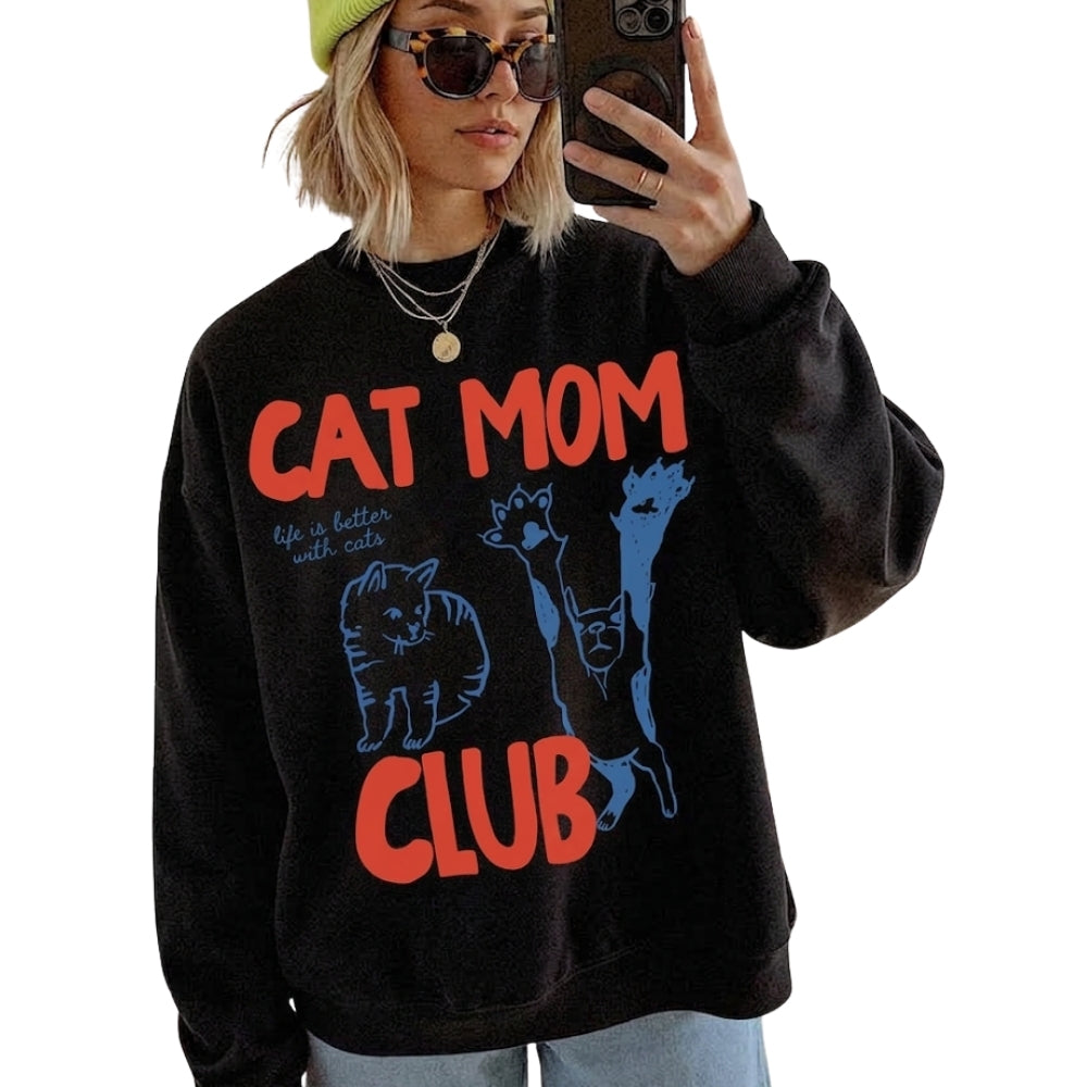 Cat Mom Club Sweatshirt, Cat Lover Sweaters 2D0934