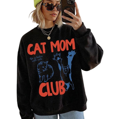 Cat Mom Club Sweatshirt, Cat Lover Sweaters 2D0934