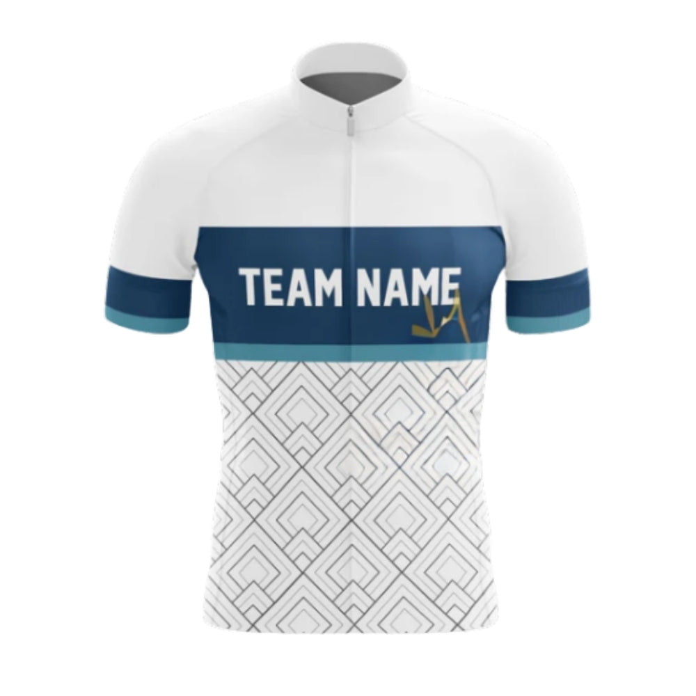 Custom Team White And Blue Cycling Short Sleeve Jersey For Men, Custom Team Cycling Jereys CG0421