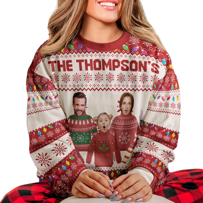 Custom Photo Family Ugly Christmas Sweatshirt, Custom Funny Xmas Sweatshirt Family 2D1069
