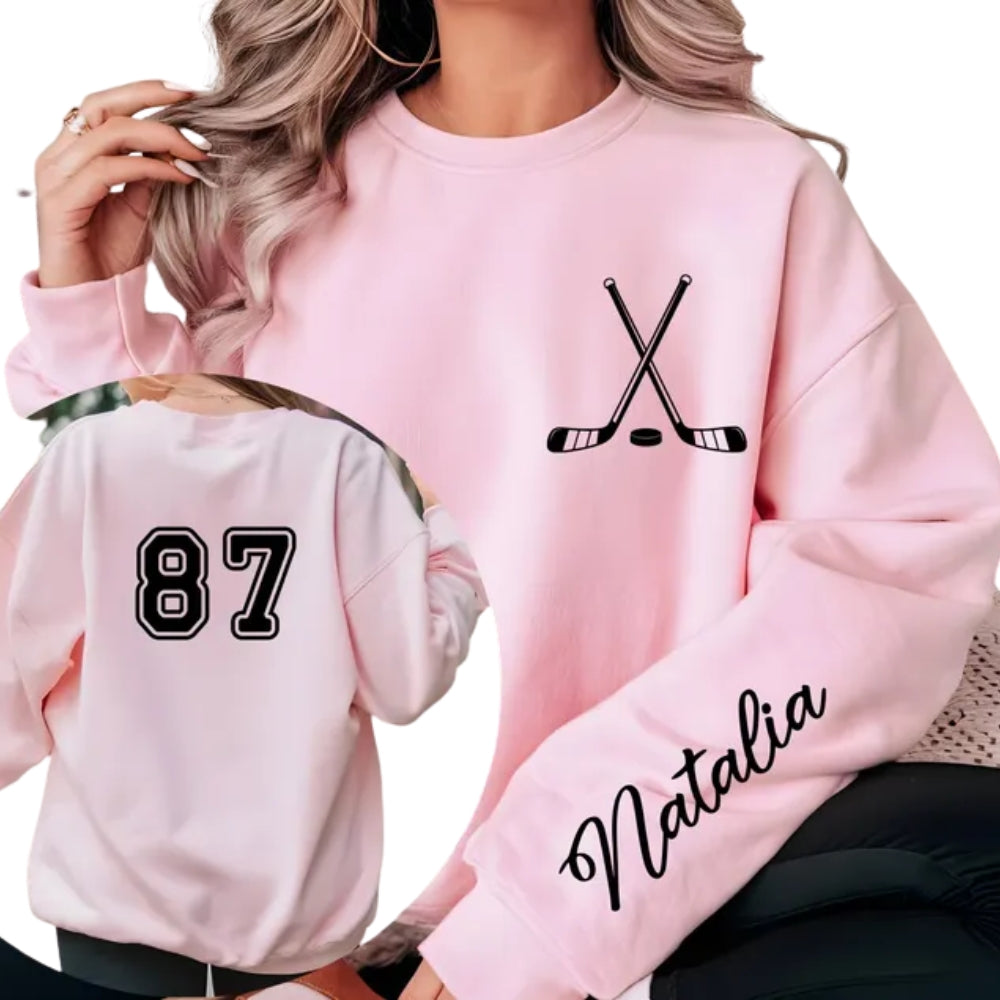 Custom Name Number Hockey Sweatshirt, Custom Hockey Sweatshirt 2D0499
