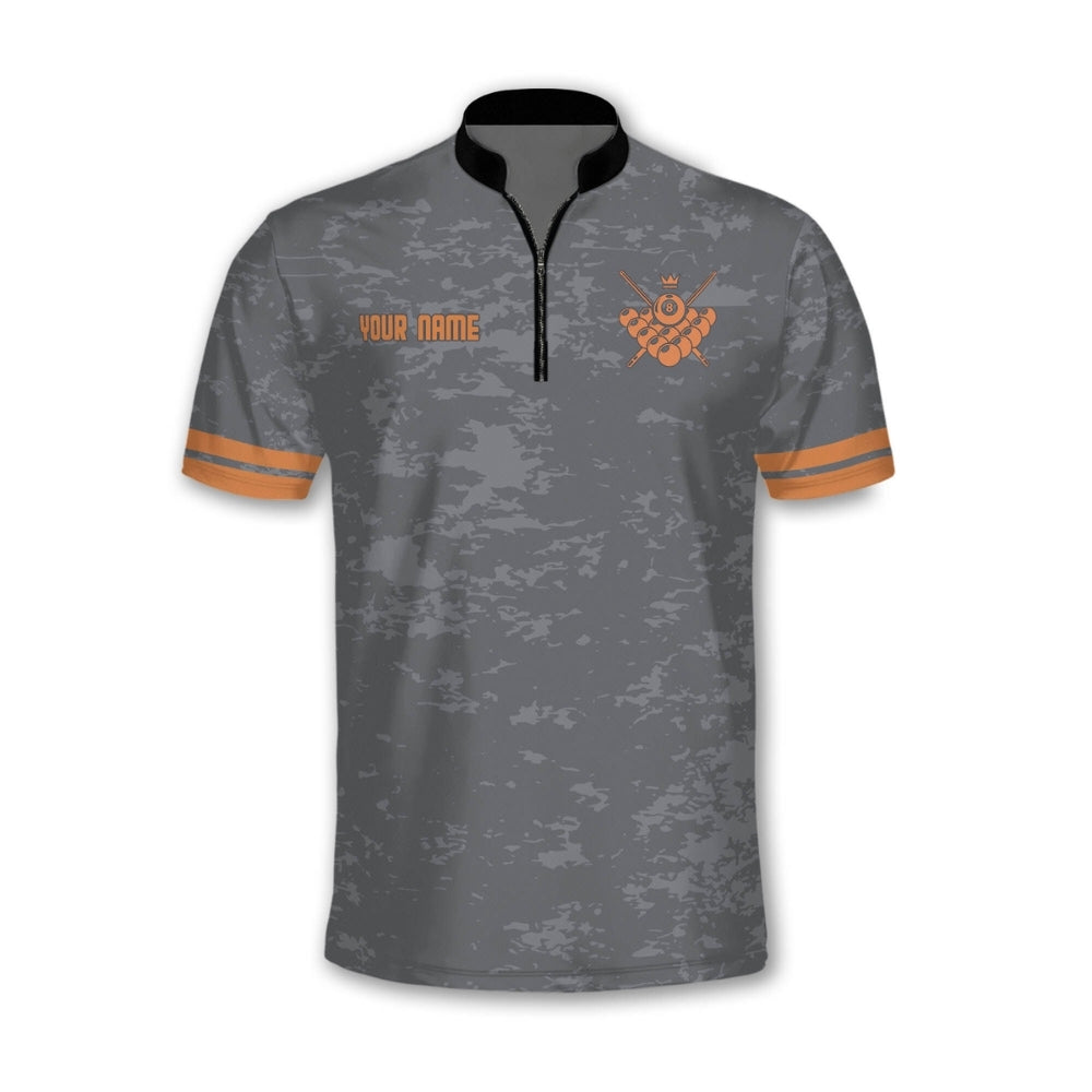 Custom 8 Ball Jersey Team Shirt Men's, Custom Grey Pool Billiard Shirts BIZ0215