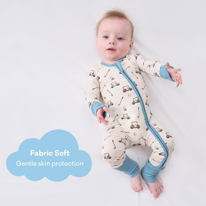 Golf Baby Convertible Zippy Romper Blue Beige, Golf Baby Romper Convertible BB0820