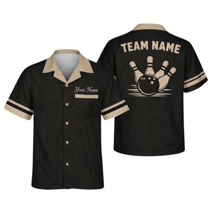 Custom Team Cyan Bowling Hawaiian Shirt For Men, Custom Bowling Team Shirt With Pocket BZ0979