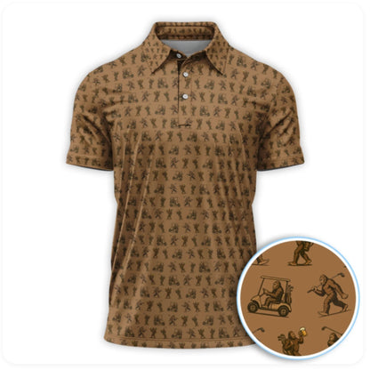 Funny Bigfoot And Beer Golf Polo Shirt For Men, Sasquatch Bigfoot Golf Shirts GZ0206