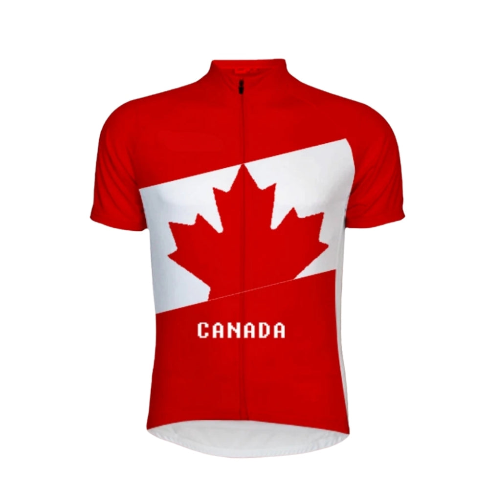 Red And White Canada Men's Cycling Short Sleeve Jersey, Canada Cycling Jerseys For Mens CZ0102