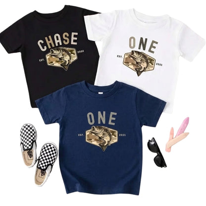 Custom Fishing 1st Birthday Family Matching T Shirt, Personalized Family Fishing First Birthday Shirts ET1069
