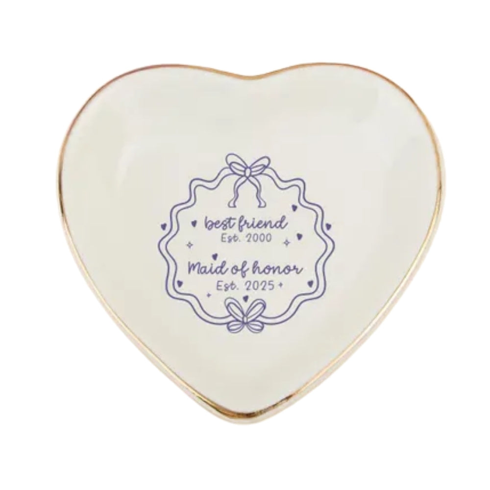 Best Friend Maid Of Honor Custom Year Wedding Ring Dish, Custom Bridesmaid Jewelry Dish For Best Friends WD0183