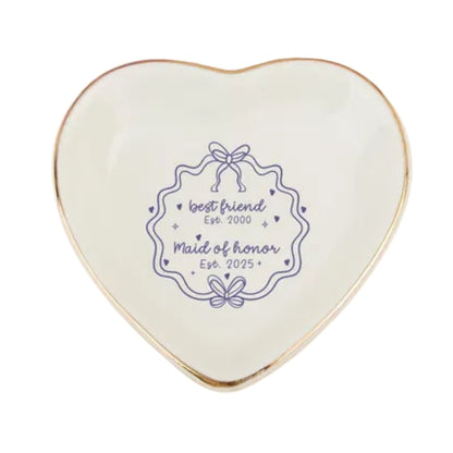 Best Friend Maid Of Honor Custom Year Wedding Ring Dish, Custom Bridesmaid Jewelry Dish For Best Friends WD0183
