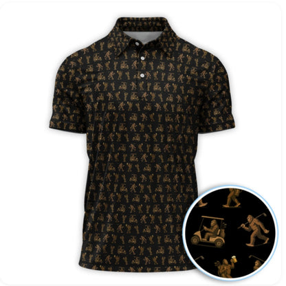 Funny Bigfoot And Beer Golf Polo Shirt For Men, Sasquatch Bigfoot Golf Shirts GZ0206
