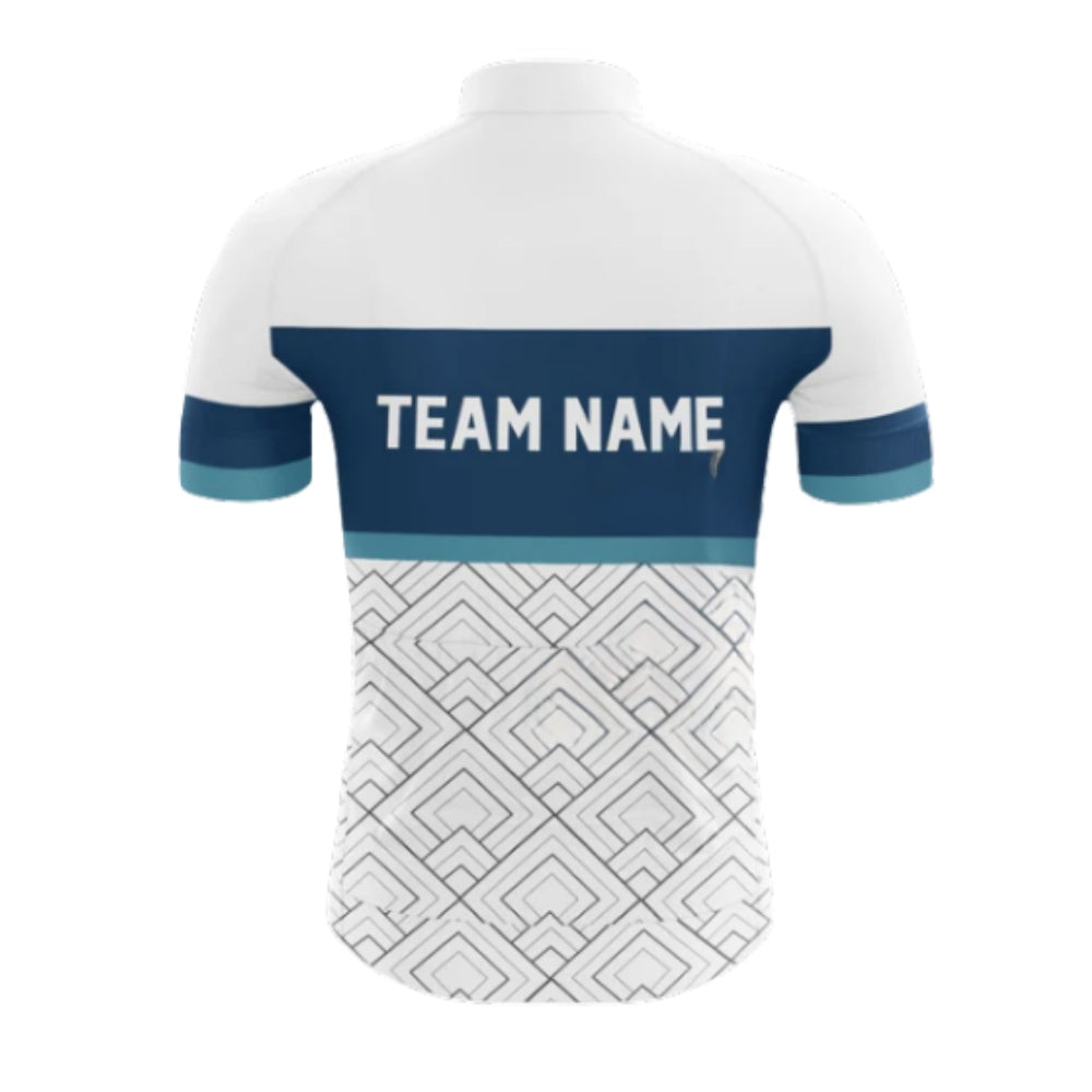 Custom Team White And Blue Cycling Short Sleeve Jersey For Men, Custom Team Cycling Jereys CG0421
