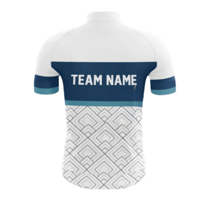 Custom Team White And Blue Cycling Short Sleeve Jersey For Men, Custom Team Cycling Jereys CG0421