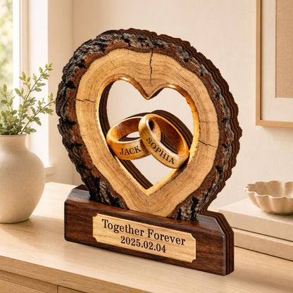 Custom Couple Heart Wooden Layer Plaque, Personalized Wedding Keepsake Wooden Block WD0880