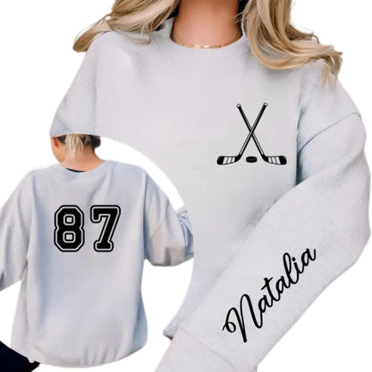 Custom Name Number Hockey Sweatshirt, Custom Hockey Sweatshirt 2D0499