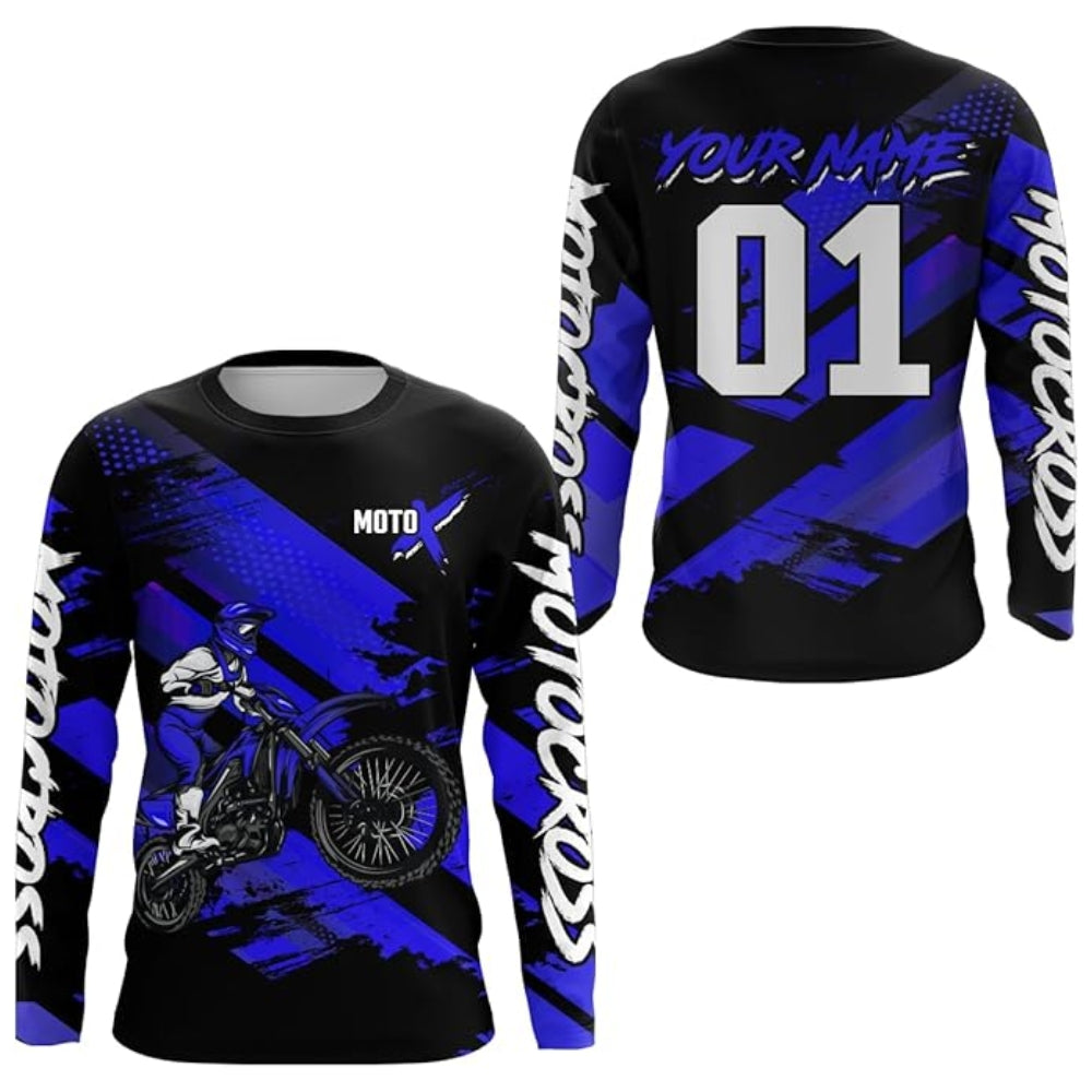 Custom Rider Motocross Black Green Long Sleeve Jersey Mens, Custom Racing Dirt Bike Jerseys MZ0100