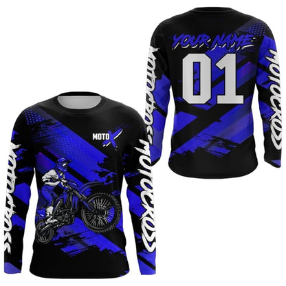 Custom Rider Motocross Black Green Long Sleeve Jersey Mens, Custom Racing Dirt Bike Jerseys MZ0100