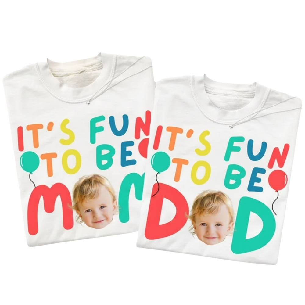 It's Fun To Be One Custom Baby Face Matching 1st Birthday Family T-Shirts, Custom Photo Family First Birthday Shirts ET0142