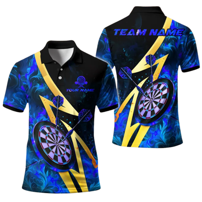 Custom Flame Dartboard Polo Shirt For Mens, Custom Flame Darts Team Shirts DE0043