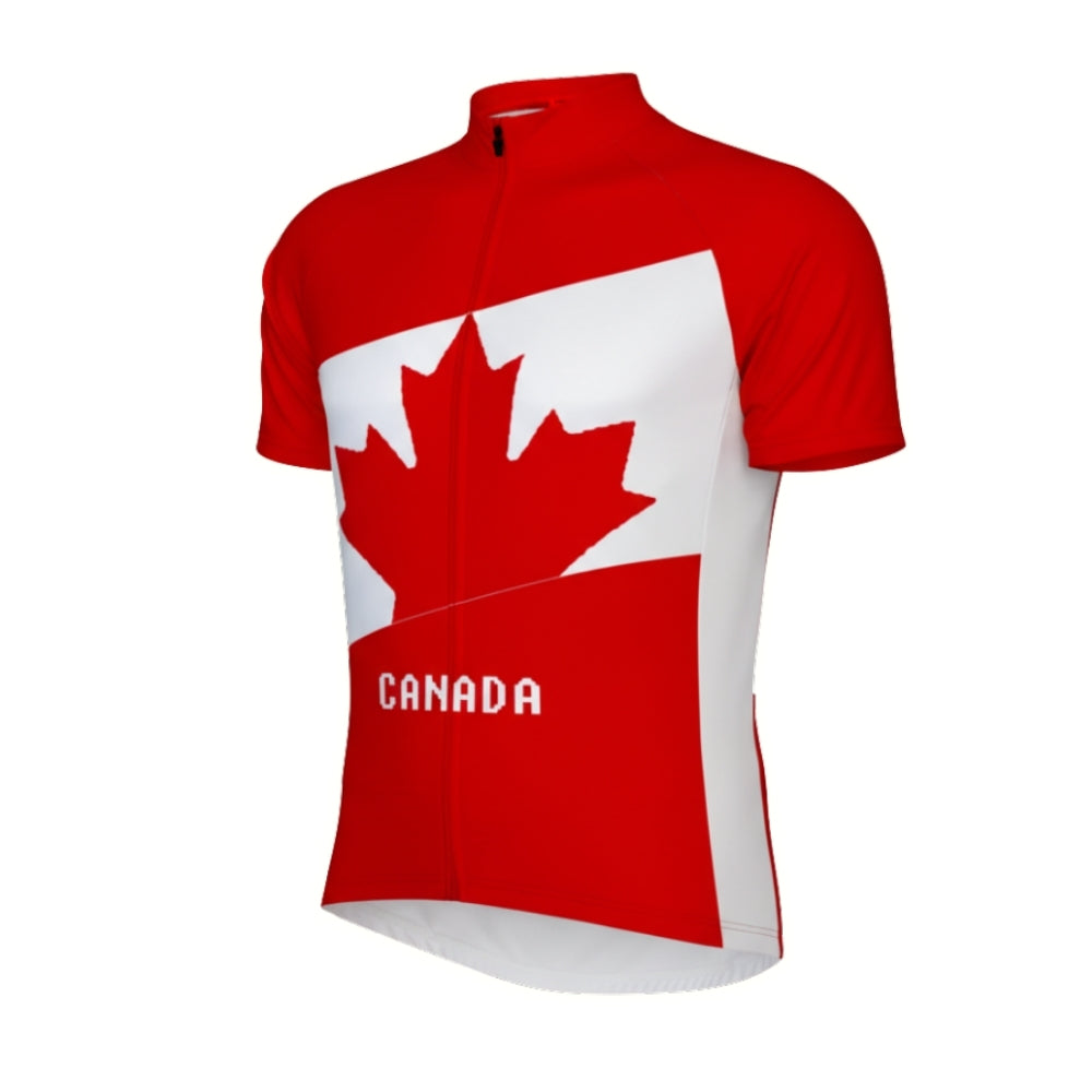 Red And White Canada Men's Cycling Short Sleeve Jersey, Canada Cycling Jerseys For Mens CZ0102