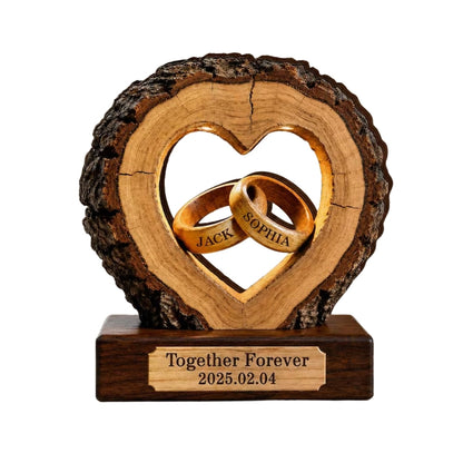 Custom Couple Heart Wooden Layer Plaque, Personalized Wedding Keepsake Wooden Block WD0880