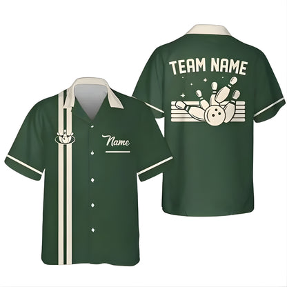 Custom Blue Retro Bowling Hawaiian Shirt For Men Women, Custom Retro Bowling Team Shirts BZ0348