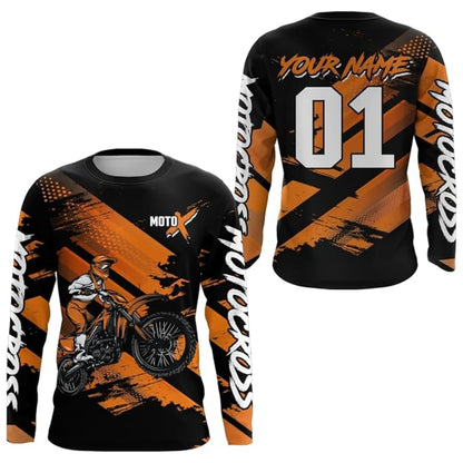 Custom Rider Motocross Black Green Long Sleeve Jersey Mens, Custom Racing Dirt Bike Jerseys MZ0100