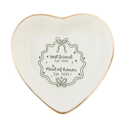 Best Friend Maid Of Honor Custom Year Wedding Ring Dish, Custom Bridesmaid Jewelry Dish For Best Friends WD0183