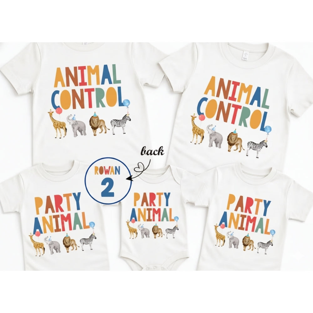 Animal Party Animal Control Custom Matching Safari Family T Shirt, Custom Safari Birthday Family Shirts ET0143