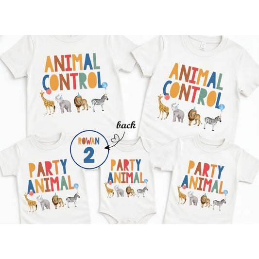 Animal Party Animal Control Custom Matching Safari Family T Shirt, Custom Safari Birthday Family Shirts ET0143