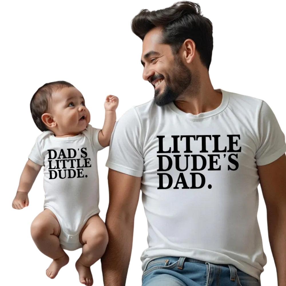 Little Dude's Dad Dad's Little Dude Matching Father Son T Shirts, Father's Day Matching Daddy And Son Shirts ET0878