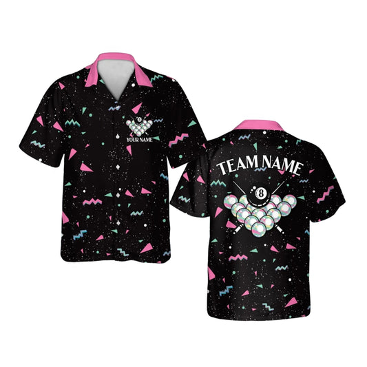 Custom Geometric 8 Ball Biiliard Hawaiian Shirt Mens, Custom Billiard Team Shirts BIE0046