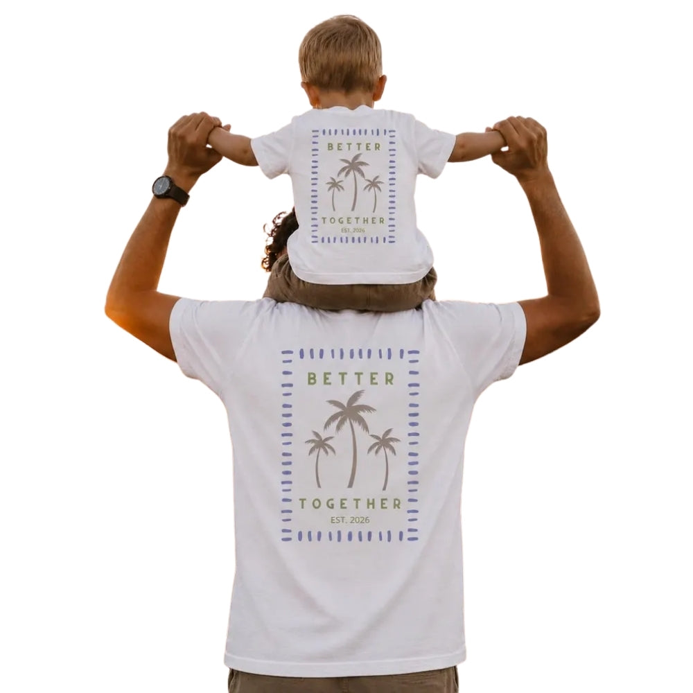 Better Together Custom Year Retro Tropical Matching Dad Son T Shirt, Custom Retro Matching Family Shirts ET1039
