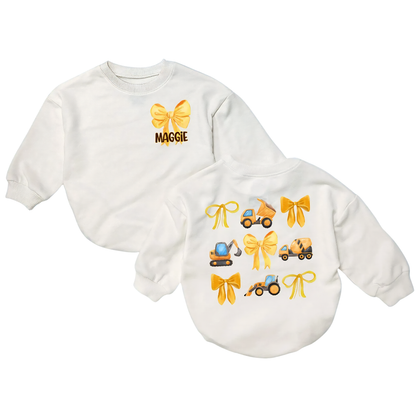 Custom Construction Baby Girl Romper Sweatshirt, Custom Construction Baby Romper Sweater BB0884