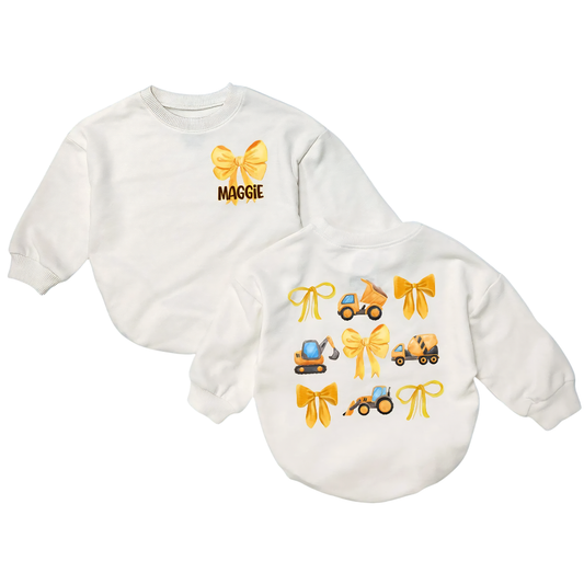 Custom Construction Baby Girl Romper Sweatshirt, Custom Construction Baby Romper Sweater BB0884