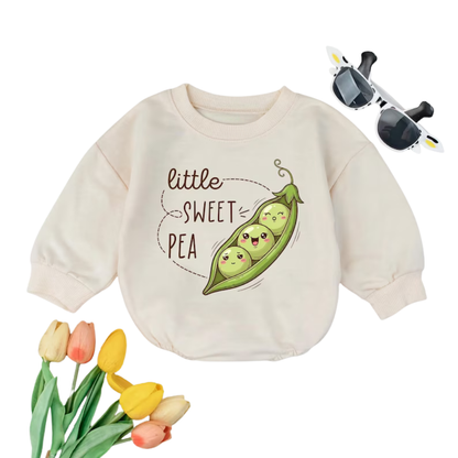 Little Sweet Pea Baby Romper Sweashirt, Funny Pea Baby Sweatshirt Romper BB0588