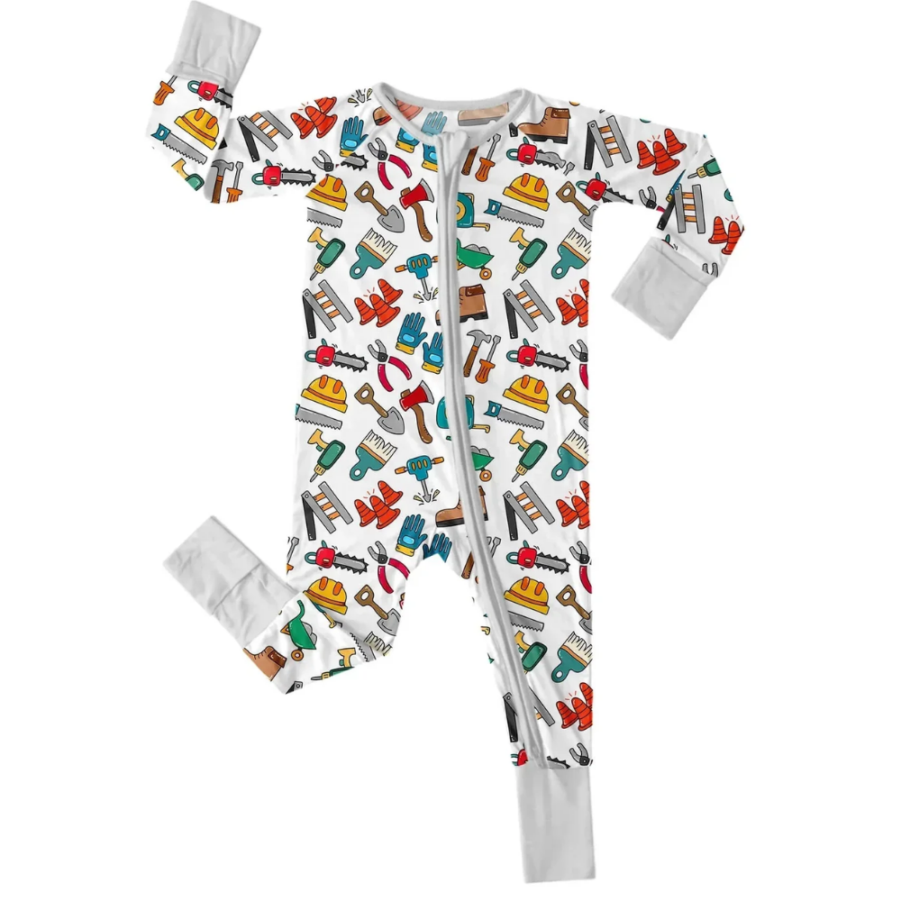 Construction Tools Baby Convertible Zippy Romper, Construction Baby Romper Convertible BB0821