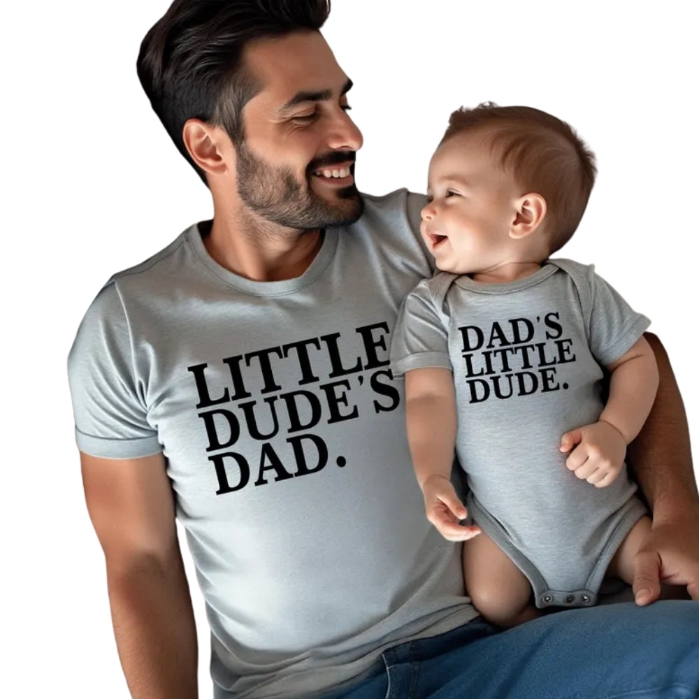 Little Dude's Dad Dad's Little Dude Matching Father Son T Shirts, Father's Day Matching Daddy And Son Shirts ET0878
