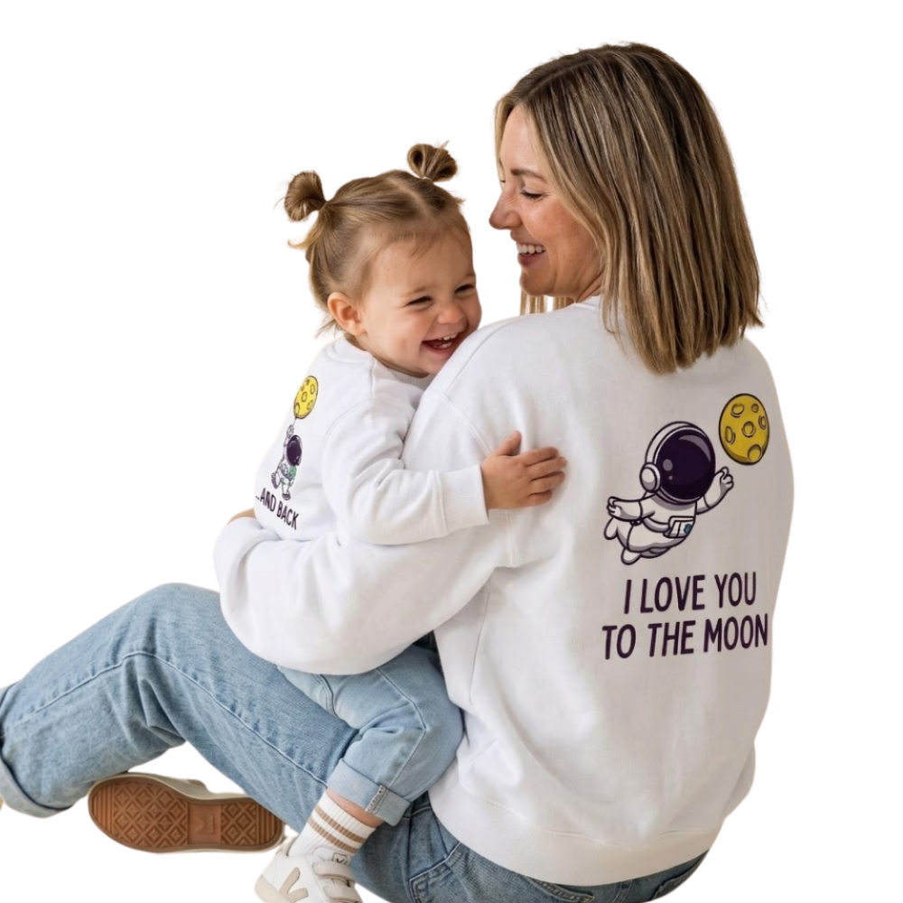 I Love You To The Moon And Back Astronaut Mommy And Me Matching Sweatshirt, Space Lover Sweatshirt For Mother Baby ET1671