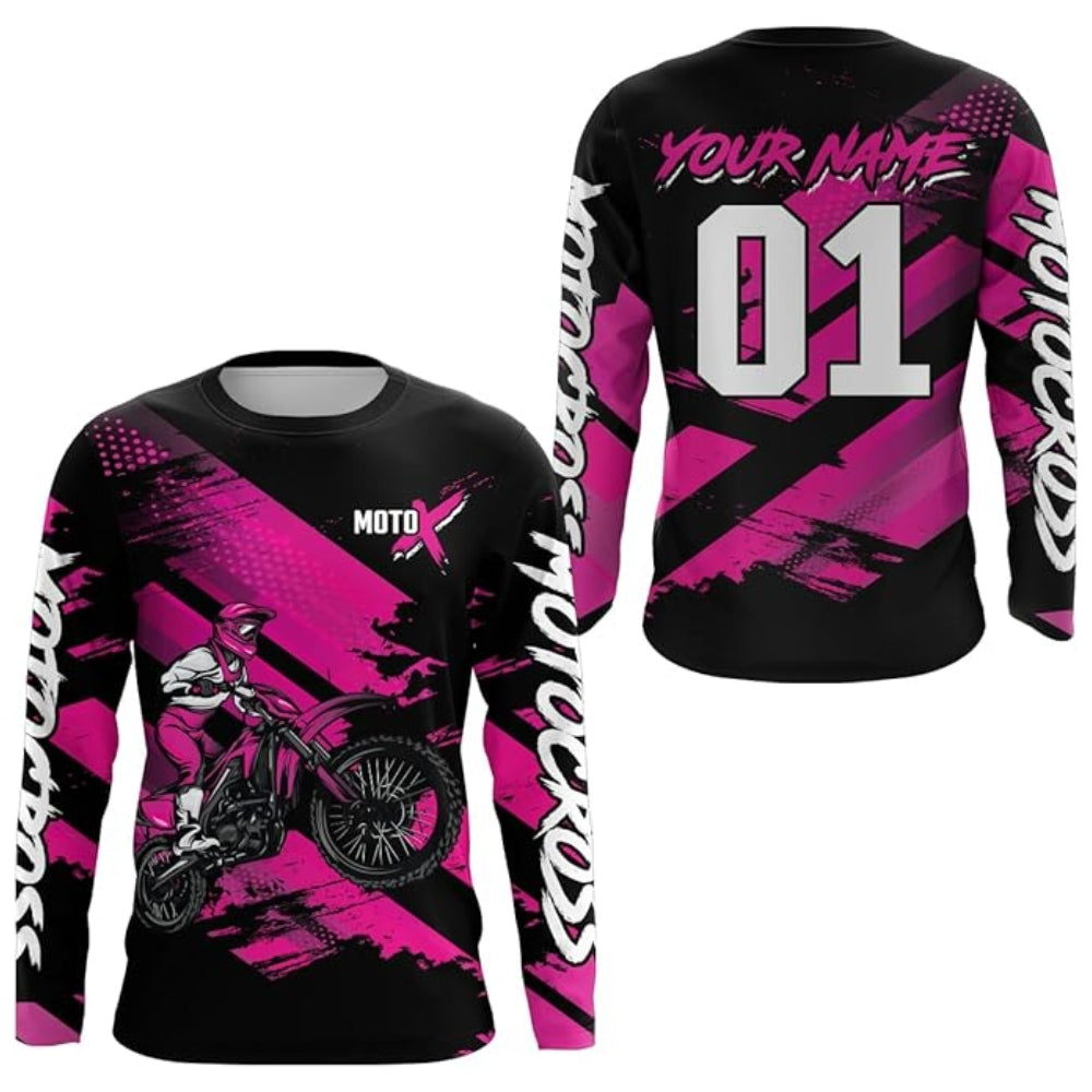 Custom Rider Motocross Black Green Long Sleeve Jersey Mens, Custom Racing Dirt Bike Jerseys MZ0100