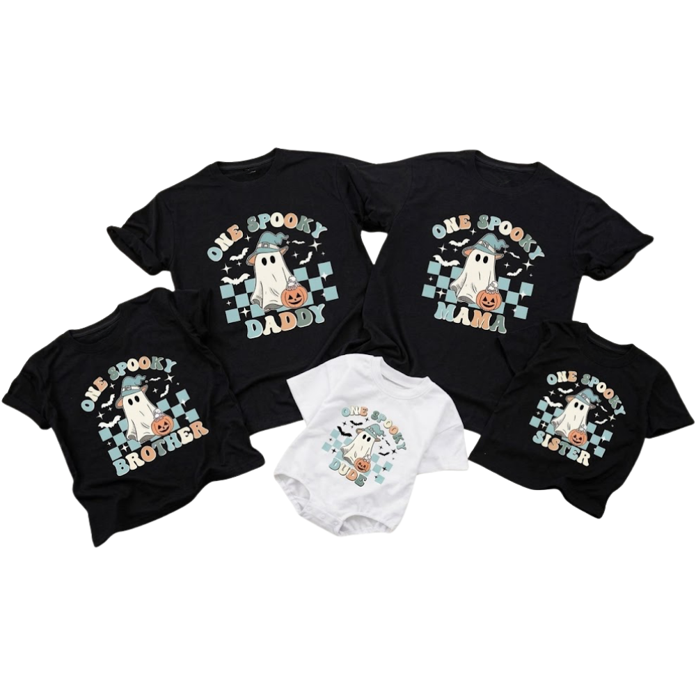 One Spooky Dude One Spooky Daddy Mama Matching Family T Shirts For Halloween, Family Halloween Matching Shirts ET1580
