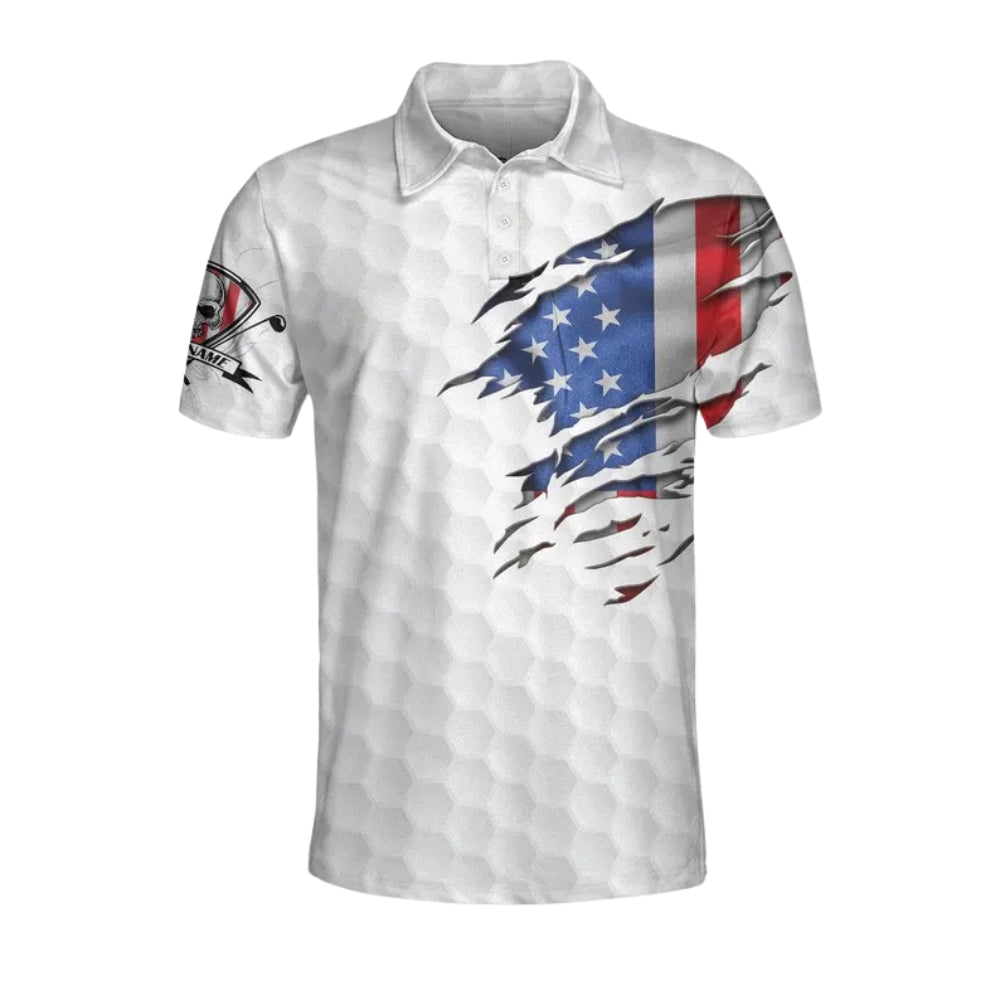 It Take A Lot Of Balls To Golf The Way I Do Custom USA Flag Skull Golf Polo Shirt For Men, Custom Patriotic Skull Golf Shirts GE0321