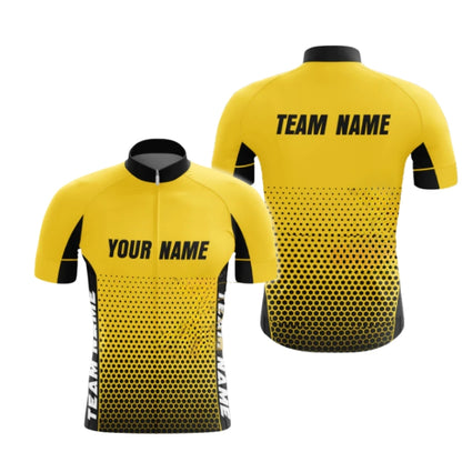 Custom Team Black And Yellow Cycling Short Sleeve Jersey Mens, Custom Team Cycling Jerseys  CG0422
