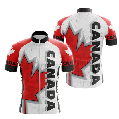 Men's Canada Flag Cycling Short Sleeve Jersey, Canada Cycling Jerseys CZ0101