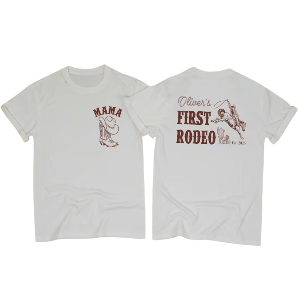 My First Rodeo Custom Birthday Boy Matching Family T Shirt, Custom Western First Birthday Family Shirts ET1070