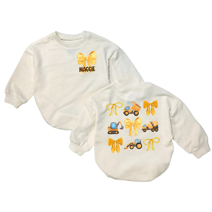 Custom Construction Baby Girl Romper Sweatshirt, Custom Construction Baby Romper Sweater BB0884