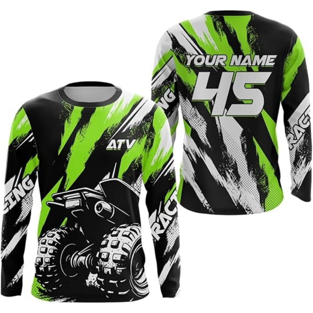 Custom Men's ATV Racing Blue Long Sleeve Jersey, Custom ATV Shirts MZ0018