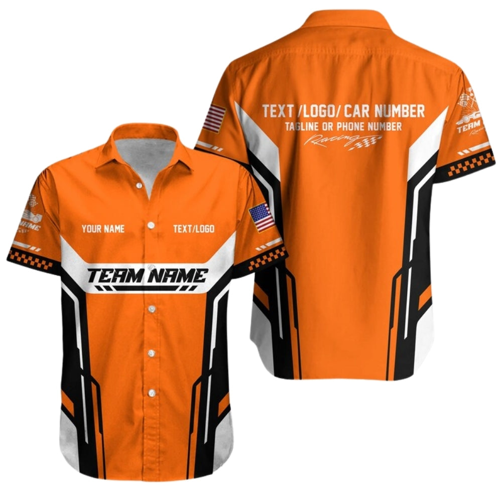Personalized Racing Car Hawaiian Shirt, Custom Team Race Car Uniform HE0217
