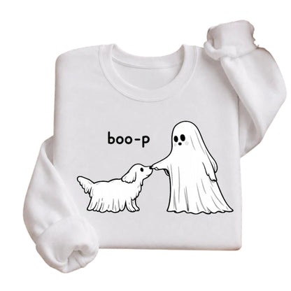 Boo-p Ghost And Dog Cute Sweatshirt, Halloween Sweatshirt For Dog Lover 2D0935